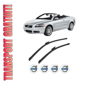 Set stergatoare VOLVO C70 II Convertible (542) din 2006-2013, pentru parbriz auto, 2 bucati, Bosch Aerotwin Multi, din cauciuc siliconat rezistent, 4 Stickere Auto VOLVO