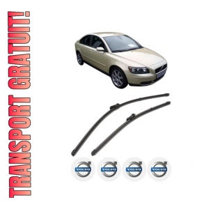 Set stergatoare VOLVO S40 II (544) din 2004-2012, pentru parbriz auto, 2 bucati, Valeo Silencio Xtrm, din cauciuc siliconat rezistent, 4 Stickere Auto VOLVO