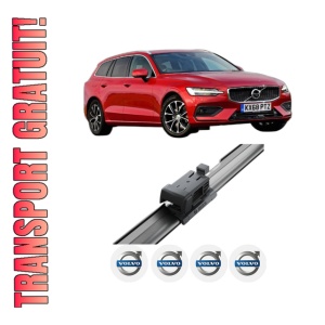 Set stergatoare VOLVO V60 II (225) din 2018-2023, pentru parbriz auto, 2 bucati, Bosch Aerotwin Jet Blade, din cauciuc siliconat rezistent, 4 Stickere Auto VOLVO