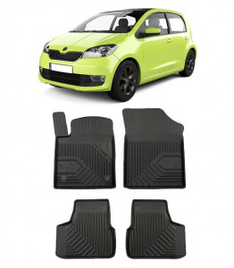 Skoda Citigo Din 10.2011 - 2019, Hatchback , Set Covorase Auto Tip Tavita Premium 3D, din cauciuc accesorii pentru autoturismul tau - masina v165999