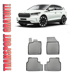 Skoda Enyaq IV, Suv, Din 04.2021 - Prezent , Set Covorase Auto Tip Tavita Premium 3D, din cauciuc