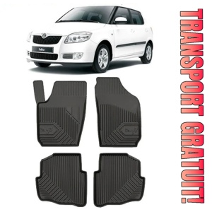 Skoda Fabia I Din 2000 - 2007, Sedan , Set Covorase Auto Tip Tavita Premium 3D, din cauciuc