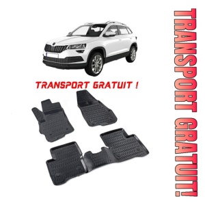 Skoda Karoq 2017-2025 Set 4 covorase auto din cauciuc tip tavita premium line 3D - Transport Gratuit!