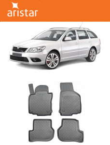 Skoda Octavia II Din 2004 - 04.2013, Combi, Facelift , Set Covorase Auto Tip Tavita Premium 3D, din cauciuc accesorii pentru autoturismul tau - masina v162126