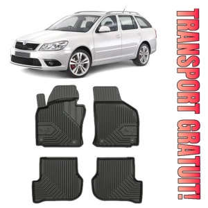 Skoda Octavia II Rs Din 2004 - 04.2013, Combi , Set Covorase Auto Tip Tavita Premium 3D, din cauciuc