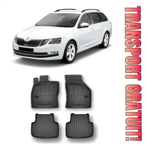 Skoda Octavia III Rs, Combi, Din 05.2013 - 05.2020 , Set Covorase Auto Tip Tavita Premium 3D, din cauciuc