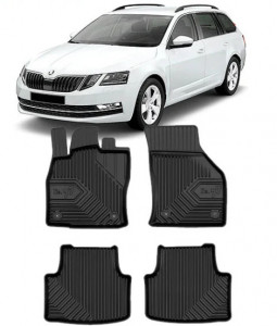Skoda Octavia III Scout Din 05.2013 - 05.2020, Combi , Set Covorase Auto Tip Tavita Premium 3D, din cauciuc accesorii pentru autoturismul tau - masina v164417