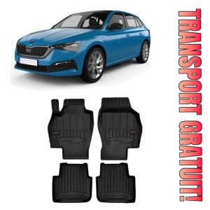 Skoda Scala, Hatchback, Din 04.2019 - Prezent , Set Covorase Auto Tip Tavita Premium 3D, din cauciuc