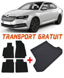 Skoda Superb Set Covorase + tavita portbagaj auto Skoda Superb II fabricatie 06.2008 - 04.2015, caroserie sedan accesorii pentru autoturismul tau - masina v2328