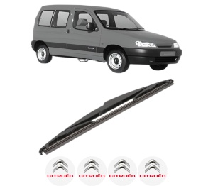 Stergator lamela spate CITROEN BERLINGO / BERLINGO FIRST MPV (MF_, GJK_, GFK_) din 1996 - 2011, pentru luneta auto, Valeo Silencio, din cauciuc siliconat rezistent, 4 Stickere Auto CITROEN v22270