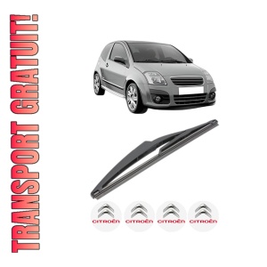 Stergator lamela spate CITROEN C2 (JM_) din 2003 - 2012, pentru luneta auto, Valeo Silencio, din cauciuc siliconat rezistent, 4 Stickere Auto CITROEN - Img 1