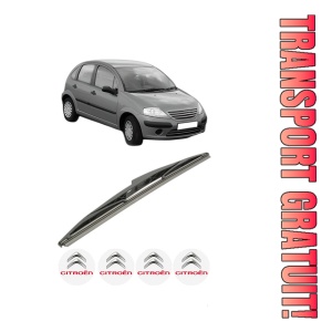 Stergator lamela spate CITROEN C3 I (FC_, FN_) din 2002 - 2012, pentru luneta auto, Bosch Twin, din cauciuc siliconat rezistent, 4 Stickere Auto CITROEN - Img 1