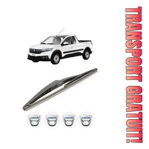 Stergator lamela spate DACIA DOKKER Pickup din 2017 - 2021, pentru luneta auto, Bosch Twin, din cauciuc siliconat rezistent, 4 Stickere Auto DACIA