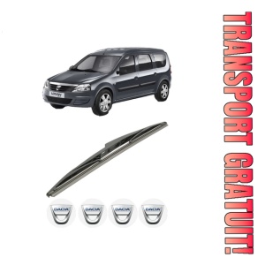 Stergator lamela spate DACIA LOGAN MCV (KS_) din 2007 - 2013, pentru luneta auto, Bosch Twin, din cauciuc siliconat rezistent, 4 Stickere Auto DACIA