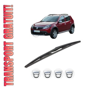Stergator lamela spate DACIA SANDERO din 2008 - 2013, pentru luneta auto, Valeo Silencio, din cauciuc siliconat rezistent, 4 Stickere Auto DACIA