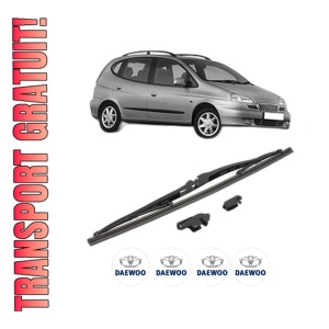 Stergator lamela spate DAEWOO TACUMA / REZZO (U100) din 2000 - 2004, pentru luneta auto, Valeo Silencio, din cauciuc siliconat rezistent, 4 Stickere Auto DAEWOO