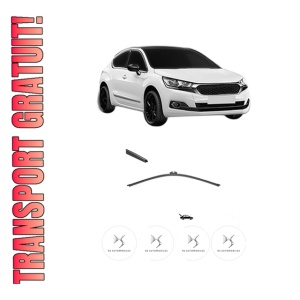 Stergator lamela spate DS DS 4 II (FR_, FB_, F3_) din 2021, pentru luneta auto, Valeo Silencio, din cauciuc siliconat rezistent, 4 Stickere Auto DS