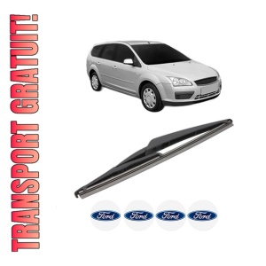 Stergator lamela spate FORD FOCUS II Estate Van din 2004 - 2011, pentru luneta auto, Valeo Silencio, din cauciuc siliconat rezistent, 4 Stickere Auto FORD