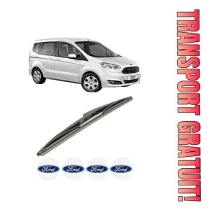 Stergator lamela spate FORD TOURNEO COURIER B460 MPV din 2014 - 2023, pentru luneta auto, Bosch Twin, din cauciuc siliconat rezistent, 4 Stickere Auto FORD - Img 1
