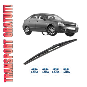 Stergator lamela spate LADA PRIORA Hatchback (2172) din 2008 - 2015, pentru luneta auto, Valeo Silencio, din cauciuc siliconat rezistent, 4 Stickere Auto LADA