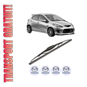 Stergator lamela spate MAZDA 2 (DE_, DH_) din 2007 - 2015, pentru luneta auto, Valeo Silencio, din cauciuc siliconat rezistent, 4 Stickere Auto MAZDA