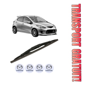 Stergator lamela spate MAZDA 2 (DE_, DH_) din 2007 - 2015, pentru luneta auto, Bosch Twin, din cauciuc siliconat rezistent, 4 Stickere Auto MAZDA