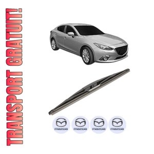 Stergator lamela spate MAZDA 3 Hatchback (BP) din 2018, pentru luneta auto, Valeo Silencio, din cauciuc siliconat rezistent, 4 Stickere Auto MAZDA