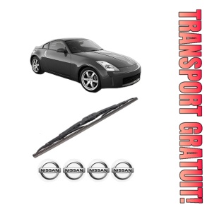 Stergator lamela spate NISSAN 350Z Coupe (Z33) din 2002 - 2008, pentru luneta auto, Bosch Twin, din cauciuc siliconat rezistent, 4 Stickere Auto NISSAN