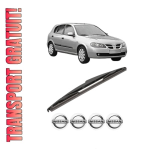 Stergator lamela spate NISSAN ALMERA II Hatchback (N16) din 2000 - 2006, pentru luneta auto, Valeo Silencio, din cauciuc siliconat rezistent, 4 Stickere Auto NISSAN