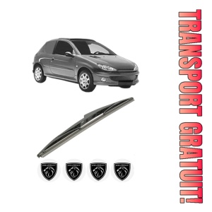 Stergator lamela spate PEUGEOT 206 Van din 2001 - 2009, pentru luneta auto, Bosch Twin, din cauciuc siliconat rezistent, 4 Stickere Auto PEUGEOT - Img 1