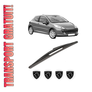 Stergator lamela spate PEUGEOT 207 (WA_, WC_) din 2006 - 2015, pentru luneta auto, Valeo Silencio, din cauciuc siliconat rezistent, 4 Stickere Auto PEUGEOT
