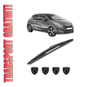 Stergator lamela spate PEUGEOT 208 I (CA_, CC_) din 2012 - 2019, pentru luneta auto, Valeo Silencio, din cauciuc siliconat rezistent, 4 Stickere Auto PEUGEOT