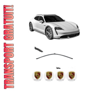 Stergator lamela spate PORSCHE TAYCAN Cross Turismo (Y1B) din 2020 - 2023, pentru luneta auto, Valeo Silencio, din cauciuc siliconat rezistent, 4 Stickere Auto PORSCHE
