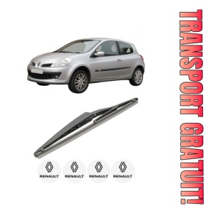 Stergator lamela spate RENAULT CLIO III Hatchback Van (SB_, SR_) din 2005 - 2014, pentru luneta auto, Bosch Twin, din cauciuc siliconat rezistent, 4 Stickere Auto RENAULT