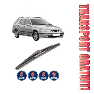 Stergator lamela spate SAAB 9-5 Estate (YS3E) din 1998 - 2009, pentru luneta auto, Bosch Twin, din cauciuc siliconat rezistent, 4 Stickere Auto SAAB