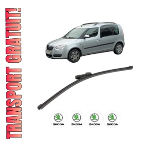 Stergator lamela spate SKODA ROOMSTER Praktik (5J) din 2007 - 2015, pentru luneta auto, Valeo Silencio Xtrm, din cauciuc siliconat rezistent, 4 Stickere Auto SKODA