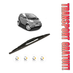 Stergator lamela spate SMART CITY-COUPE (450) din 1998 - 2004, pentru luneta auto, Bosch Twin, din cauciuc siliconat rezistent, 4 Stickere Auto SMART