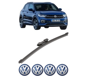 Stergator lamela spate Volkswagen T-CROSS (C11, D31) din 2018, pentru luneta auto, Valeo Silencio Xtrm, din cauciuc siliconat rezistent, 4 Stickere Auto VW v17896