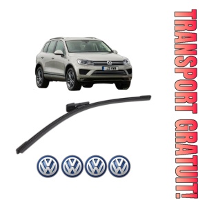 Stergator lamela spate Volkswagen TOUAREG (7P5, 7P6) din 2010 - 2018, pentru luneta auto, Bosch Aerotwin, din cauciuc siliconat rezistent, 4 Stickere Auto VW