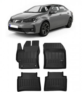 Toyota Corolla XII E210, Sedan, Din 03.2019 - Prezent , Set Covorase Auto Tip Tavita Premium 3D, din cauciuc accesorii pentru autoturismul tau - masina v171314