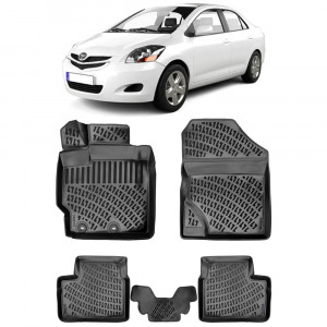 Toyota Yaris Xp90 II 2005-2013 Set 5 covorase auto din cauciuc tip tavita premium line 3D accesorii pentru autoturismul tau - masina v242428
