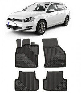 Volkswagen Golf 7 Din 09.2013 - 06.2020, Combi , Set Covorase Auto Tip Tavita Premium 3D, din cauciuc accesorii pentru autoturismul tau - masina v164376