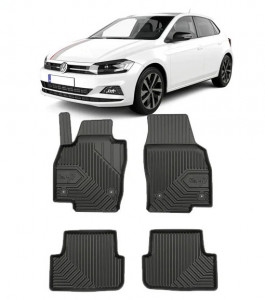 Volkswagen Polo VI Din 10.2017 - Prezent, Hatchback , Set Covorase Auto Tip Tavita Premium 3D, din cauciuc accesorii pentru autoturismul tau - masina v165929