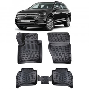 Volkswagen Touareg III 2018- Set 4 covorase auto din cauciuc tip tavita premium line 3D accesorii pentru autoturismul tau - masina v243162