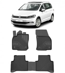Volkswagen Touran II Din 09.2015 - Prezent, Van , Set Covorase Auto Tip Tavita Premium 3D, din cauciuc accesorii pentru autoturismul tau - masina v165602