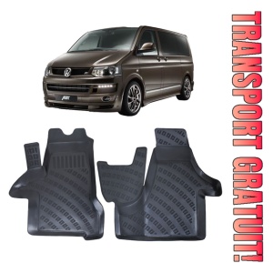Volkswagen Transporter T5-T6-T7 2003 - 2019 Set 2 covorase auto din cauciuc tip tavita premium line 3D