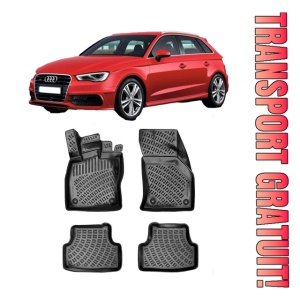 Audi A3 (Typ 8V) Sportback 2013-2020 Set 4 covorase auto din cauciuc tip tavita premium line 3D