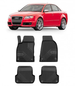 Audi A4 B7 Din 11.2004 - 10.2007, Sedan , Set Covorase Auto Tip Tavita Premium 3D, din cauciuc accesorii pentru autoturismul tau - masina v164761