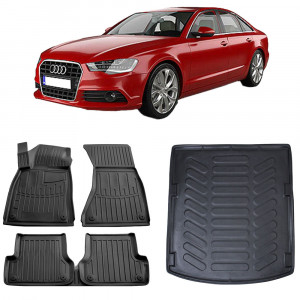 Audi A6 (C7) (2011-2018) Set covorase auto cauciuc G.Modern Line 3D + Tavita portbagaj Urban Line