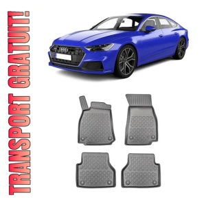 Audi A7 C8, Sportback, Din 02.2018 - Prezent , Set Covorase Auto Tip Tavita Premium 3D, din cauciuc